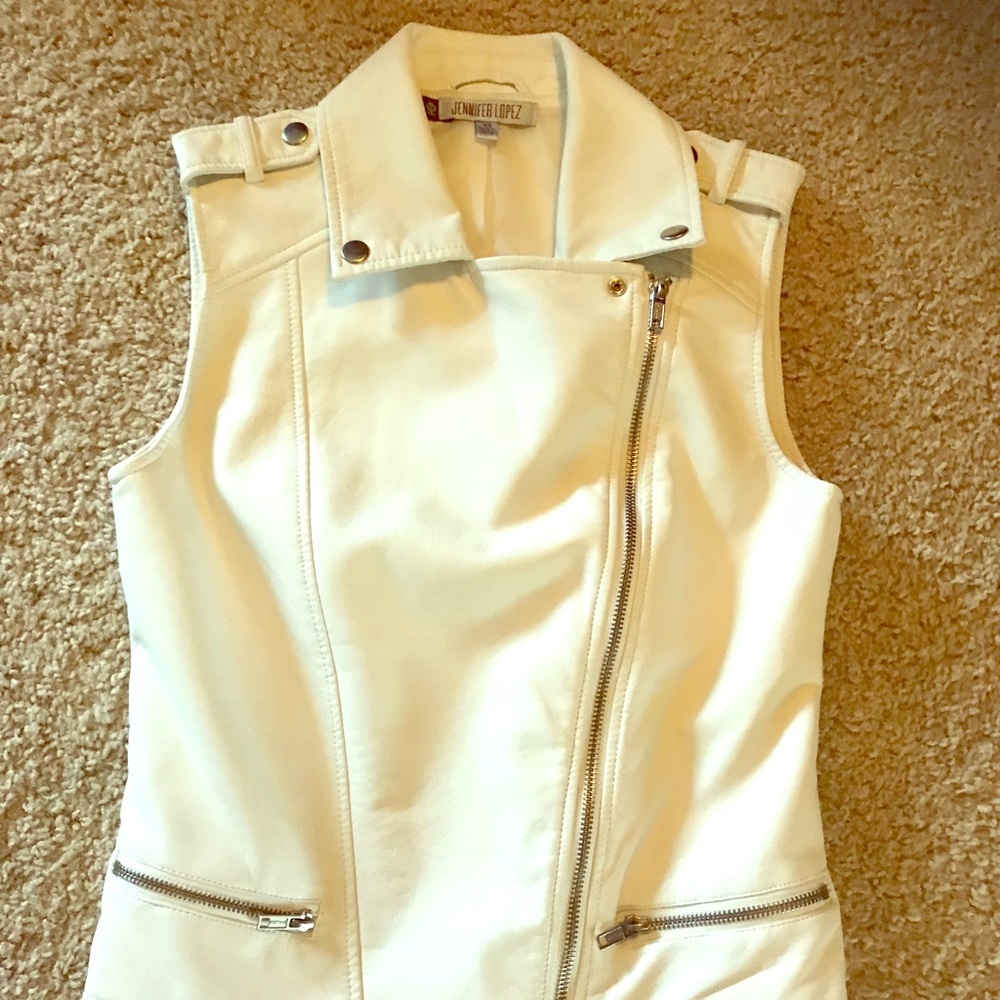 White faux leather vest